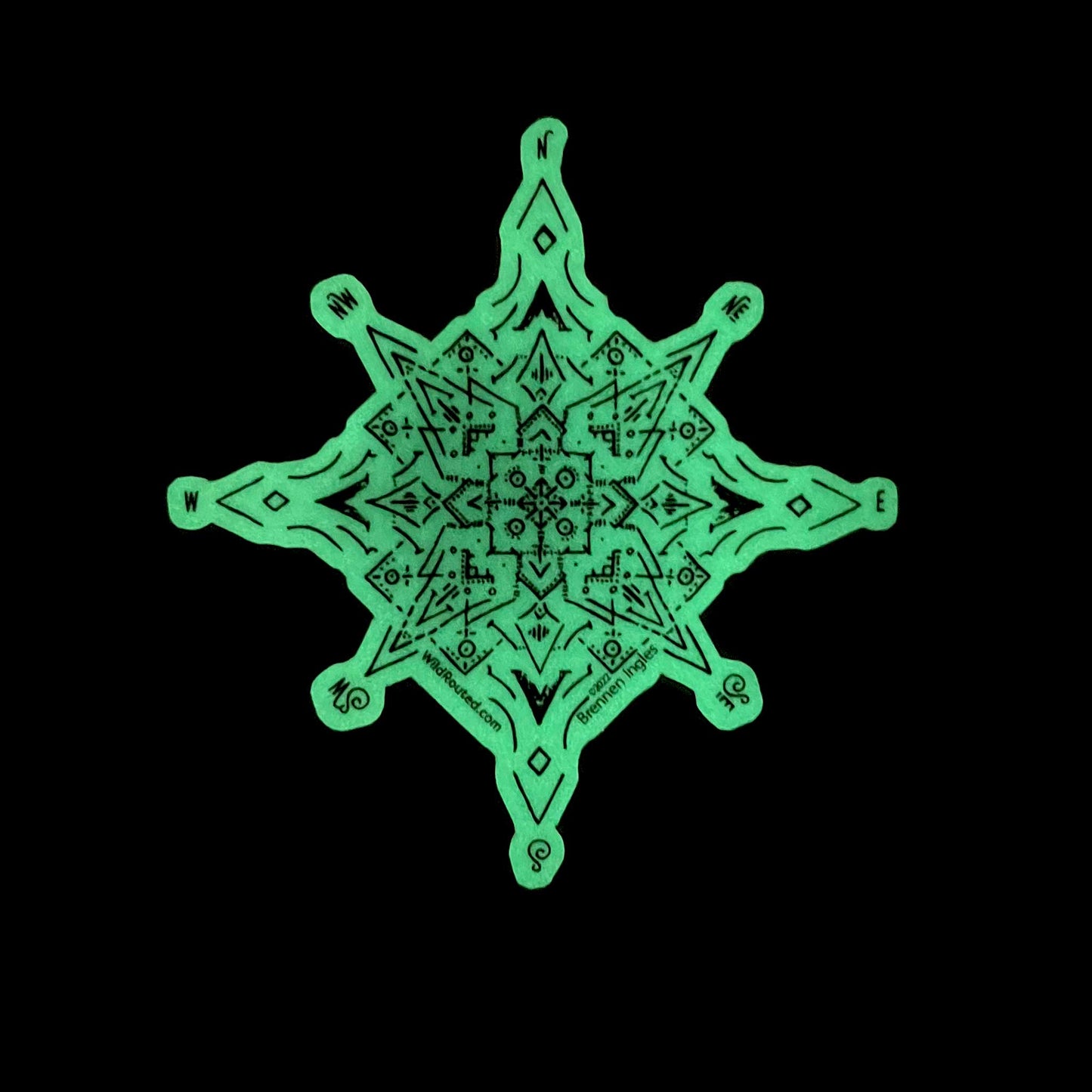 Wild Routed Glow in the Dark Compass Sticker