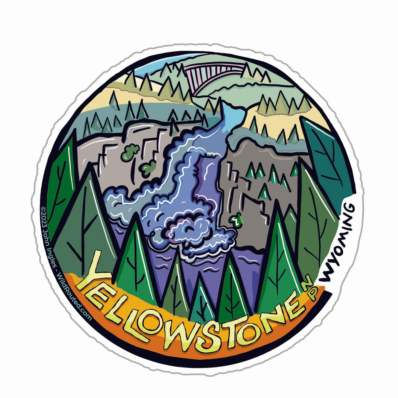 Yellowstone National Park Falls Sticker
