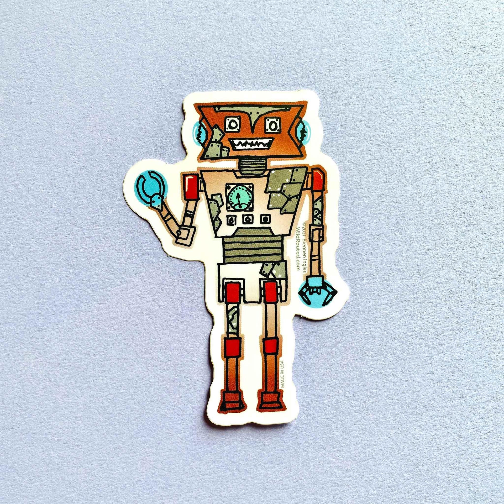 Robot - Rusty Wave Sticker Decal - Wild Routed