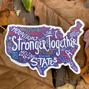 Wild Routed Stronger Together Sticker on Fall Oak Leaves